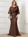 Brown guipure lace skirt mother of the bride gown with satin bell top