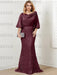 Burgundy guipure lace skirt mother of the bride gown with satin bell top