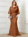 Burnt Orange guipure lace skirt mother of the bride gown with satin bell top