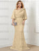 Champagne guipure lace skirt mother of the bride gown with satin bell top