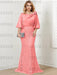 Coral guipure lace skirt mother of the bride gown with satin bell top