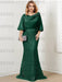 Dark Green guipure lace skirt mother of the bride gown with satin bell top