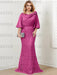 Fuchsia guipure lace skirt mother of the bride gown with satin bell top
