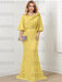 Gold guipure lace skirt mother of the bride gown with satin bell top