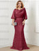 Light Burgundy guipure lace skirt mother of the bride gown with satin bell top