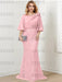 Light Pink guipure lace skirt mother of the bride gown with satin bell top