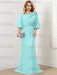 Light Sky Blue guipure lace skirt mother of the bride gown with satin bell top