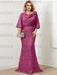 Mulberry guipure lace skirt mother of the bride gown with satin bell top