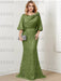 Olive Green guipure lace skirt mother of the bride gown with satin bell top