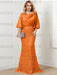 Orange guipure lace skirt mother of the bride gown with satin bell top