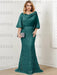 Peacock guipure lace skirt mother of the bride gown with satin bell top