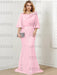 Pink guipure lace skirt mother of the bride gown with satin bell top