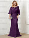 Plum guipure lace skirt mother of the bride gown with satin bell top