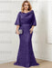Purple guipure lace skirt mother of the bride gown with satin bell top