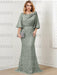 Silver Gray guipure lace skirt mother of the bride gown with satin bell top