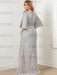 Back view of the silver grey lace skirt and satin top gown