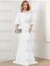 White guipure lace skirt mother of the bride gown with satin bell top