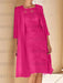 Fuchsia Pink mother of the bride lace bodice knee dress with long duster
