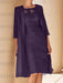 Grape mother of the bride lace bodice knee dress with long duster