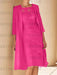 Hot Pink mother of the bride lace bodice knee dress with long duster