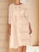 Light Champagne mother of the bride lace bodice knee dress with long duster