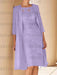 Lilac mother of the bride lace bodice knee dress with long duster
