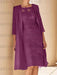 Orchid mother of the bride lace bodice knee dress with long duster
