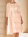 Peach Pink mother of the bride lace bodice knee dress with long duster