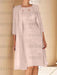 Pearl Pink mother of the bride lace bodice knee dress with long duster