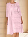 Pink mother of the bride lace bodice knee dress with long duster