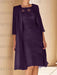Plum mother of the bride lace bodice knee dress with long duster