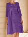 Purple mother of the bride lace bodice knee dress with long duster