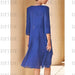 Back view of the royal blue dress and long chiffon duster