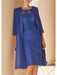 Royal blue lace bodice dress worn with a long chiffon duster