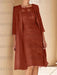 Rust mother of the bride lace bodice knee dress with long duster