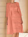 Salmon mother of the bride lace bodice knee dress with long duster