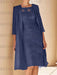 Stormy Blue mother of the bride lace bodice knee dress with long duster