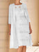 White mother of the bride lace bodice knee dress with long duster