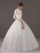 Wedding Dresses Princess Ball Gown Ivory Half Sleeve V Neck Lace Beaded Floor Length Bridal Dress