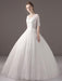 Wedding Dresses Princess Ball Gown Ivory Half Sleeve V Neck Lace Beaded Floor Length Bridal Dress