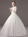 Wedding Dresses Princess Ball Gown Ivory Half Sleeve V Neck Lace Beaded Floor Length Bridal Dress