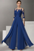 Royal Blue Half Sleeves Chiffon Mother of Bride Jumpsuit with Appliques - Prom Dresses