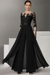 Black Half Sleeves Chiffon Mother of Bride Jumpsuit with Appliques - Prom Dresses
