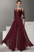 Burgundy Half Sleeves Chiffon Mother of Bride Jumpsuit with Appliques - Prom Dresses