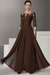 Chocolate Half Sleeves Chiffon Mother of Bride Jumpsuit with Appliques - Prom Dresses