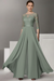 Sage Half Sleeves Chiffon Mother of Bride Jumpsuit with Appliques - Prom Dresses