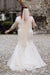 Half Sleeves Mermaid Wedding Dress Plus Size V-neck Tulle Lace Bridal Gown