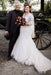 Half Sleeves Mermaid Wedding Dress Plus Size V-neck Tulle Lace Bridal Gown