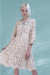 Half Sleeves Pink Lace Formal Dress Jewel Neck Aline Daily Wear Dress - Dresses