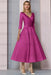 Fuchsia Half Sleeves Satin Wedding Guest Dress Ankle Length Mother of the Bride Dress - Prom Dresses